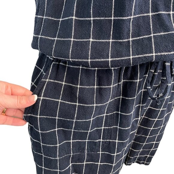 Ann Taylor Factory Navy and White Checkered Windowpane Romper - Picture 3 of 5